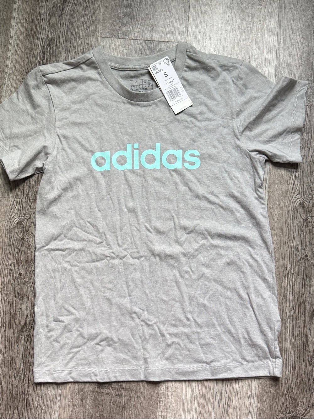 Adidas W Linear T Gray Graphic Logo Crew Neck Short Sleeve Tee S IZ0323. 0183